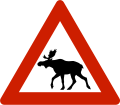 Moose Warns that moose often traverse or travel on the roads.