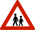 Children[N 2] Warns that children often traverse or walk on the roads due to a nearby school, child-care center, playground or similar.