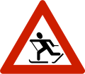 Skiers[N 2] Warns that skiers often traverse or travel on the roads.