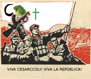 Propaganda poster supporting the Republican faction from the Broccotropolian Civil War.