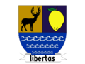 This was the first Coat-Of-Arms used by Ozark Stream, it is divided into three sections, the top-left hosting a deer, the top-right hosting a lemon, and the bottom field hosting a scene of rushing waters. On the bottom of the shield is a banner reading 'libertas' which is latin for liberty.
