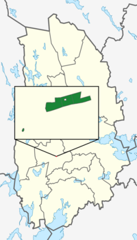 A map over over the approximated locations of Thulian claims (green) within Örebro County, Sweden.