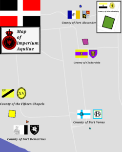 Map of the 6 counties of Imperium Aquiale located in Larisa