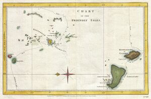 Map of James cook about the Tongan islands