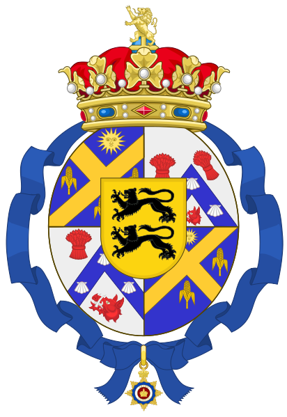 File:Coat of arms of Delphine, Grand Duchess of Flandrensis (Order of the Crown of Vishwamitra).svg