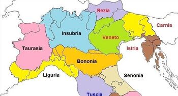 Map showing all the "lombardies" and the borders within them, Insubria is considered the purest of them