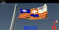 Sign on with a projection of the First Flag of Melite flying.