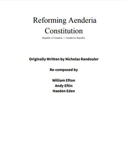 Title page of the Reforming Aenderia Constitution.