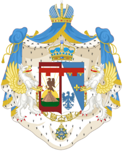 Joint Greater Coat of Arms of the Princess Imperial and Jaime of Navonas