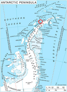 Location of Two Hummock Island, Antarctica.