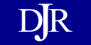 Blue flag with superimposed with white DJR monogram