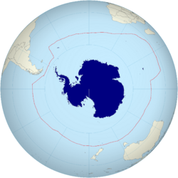 Territories of the Antarctican Empire. The red line is the EEZ border