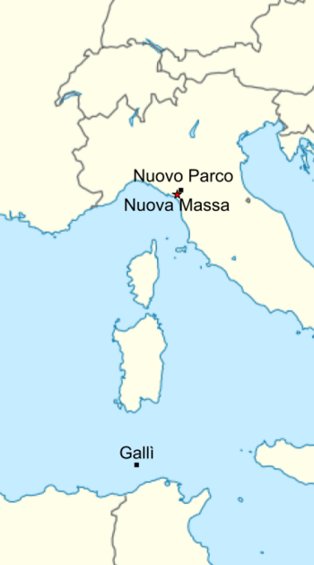 Map of New Massa within the Tyrrenian Sea
