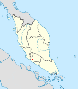 Location of Sultanate of Meranti in Malay Peninsular (red point)