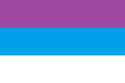 Purple, turquoise, and white horizontal tricolor.
