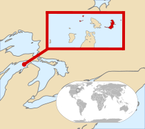 Location of the Whiskey Islands in the North America