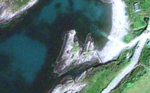An aerial view of Dooneen Cove Island