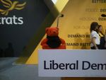 Sat on the podium at the end of the Liberal Democrats conference.
