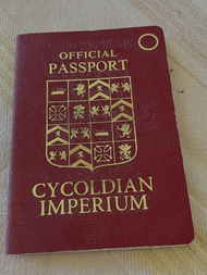 caption = Cover of Christina I & II's official passport from the Cycoldian Imperium