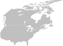 Map indicating locations of Baustralia and Juniperia