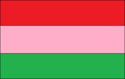 Horizontal tri-color of red, pink and green