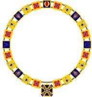 The Collar of the Order of God the Father, depicting The initial of James; a symbol of omnipotence and omniscience; and Alpha and Omega; as well as seraphim