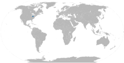 U.S. states that contain Cristoria are highlighted in blue