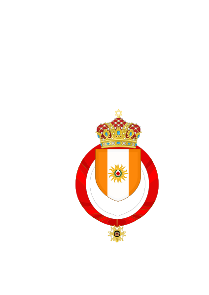 File:Royal coat of arms of Reuben I as Great Officer of the Order of the Merit Star of Egemonica.svg