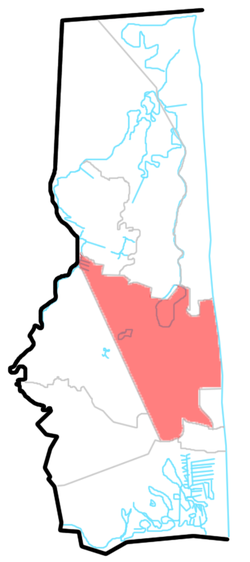Bethany Beach highlighted in red within the Autonomous Municipality of Brthany