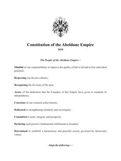 Front page of the current Abeldane Constitution