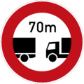 Minimum safe following distance for vehicles over 3.5 tonnes